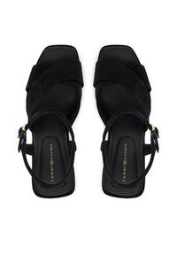 TOMMY HILFIGER - Tommy Hilfiger Sandały Suede Wrapped High Wedge FW0FW09218 Czarny. Kolor: czarny. Materiał: zamsz, skóra #2