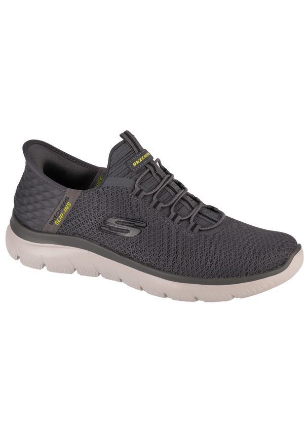 skechers - Męskie SUMMITS HIGH RANGE Slip-On Ciemnoszary. Zapięcie: bez zapięcia. Kolor: szary. Materiał: materiał