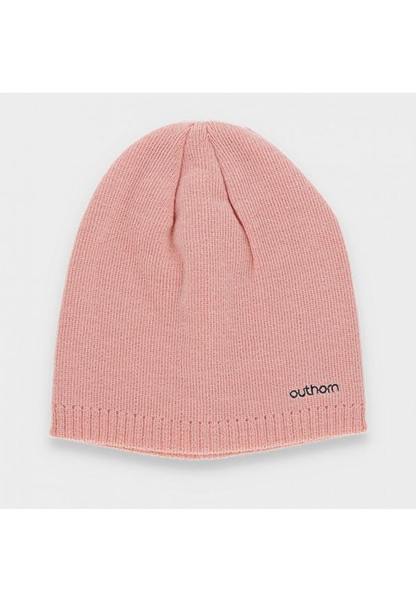 outhorn - Czapka damska. Materiał: dzianina, akryl. Wzór: aplikacja. Styl: klasyczny