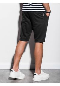 Ombre Clothing - Krótkie spodenki męskie dresowe - czarne W242 - XXL. Kolor: czarny. Materiał: dresówka. Długość: krótkie. Wzór: nadruk, aplikacja #3