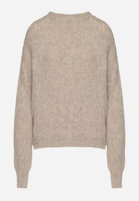 Born2be - Beżowy Sweter o Klasycznym Prostym Kroju z Domieszką Wełny i Wiskozy Sezisya. Okazja: na co dzień. Kolor: beżowy. Materiał: wełna, wiskoza. Długość rękawa: długi rękaw. Długość: długie. Wzór: aplikacja. Sezon: zima, jesień. Styl: klasyczny #3