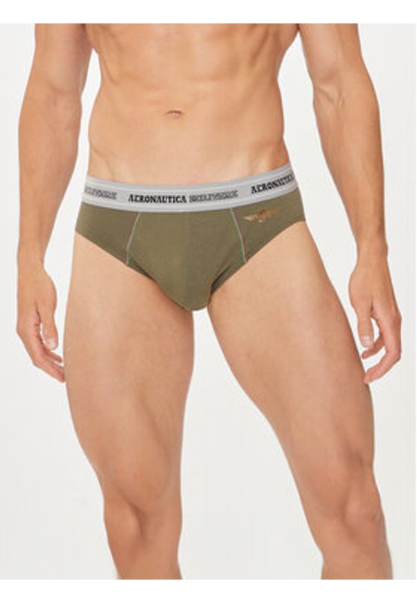 Aeronautica Militare Komplet 2 par slipów AM1USL002 Khaki. Kolor: brązowy. Materiał: bawełna