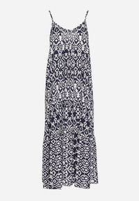 Born2be - Granatowa Sukienka z Bawełny z Geometrycznym Motywem Koladiela. Okazja: na spacer. Kolor: niebieski. Materiał: bawełna. Długość rękawa: na ramiączkach. Wzór: geometria. Sezon: lato #2