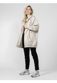 outhorn - Bluza oversize rozpinana z kapturem damska Outhorn - złamana biel. Okazja: na co dzień. Typ kołnierza: kaptur. Kolor: biały. Materiał: dresówka, bawełna, dzianina. Wzór: nadruk. Styl: casual #2