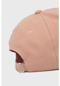 Trussardi Jeans - Trussardi czapka bawełniana kolor różowy gładka. Kolor: różowy. Materiał: bawełna. Wzór: gładki