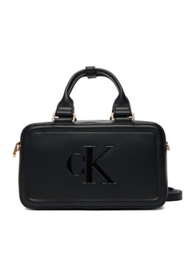 Calvin Klein Torebka Bold Ck Bauletto Crossbody LV04F3411G Czarny. Kolor: czarny. Materiał: skórzane