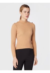 Rinascimento Sweter CFM0010955003 Beżowy Slim Fit. Kolor: beżowy. Materiał: wiskoza