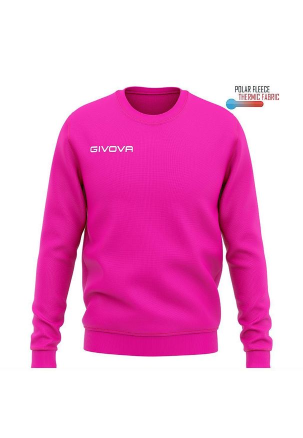 Bluza Givova Fuksja Unisex – luźny krój, dekolt okrągły, rozmiar 2XS. Typ kołnierza: bez kaptura. Kolor: różowy. Sport: fitness, piłka nożna