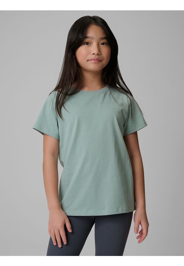 4f - 4F T-shirt regular gładki dziewczęcy - miętowy 164 (13-14 lat). Okazja: na spacer, na co dzień, na uczelnię. Kolor: turkusowy. Materiał: dzianina, materiał, bawełna, skóra, jersey. Wzór: gładki. Sezon: lato. Styl: casual, klasyczny