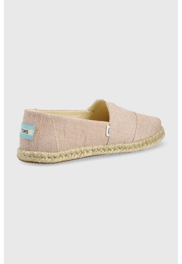 Toms espadryle Alpargata Rope kolor różowy. Kolor: różowy. Materiał: materiał. Wzór: gładki. Obcas: na obcasie. Wysokość obcasa: niski