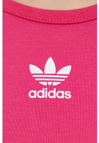 adidas Originals sukienka Adicolor HG6166 kolor różowy mini dopasowana. Kolor: różowy. Materiał: bawełna. Wzór: nadruk. Typ sukienki: dopasowane. Długość: mini #2