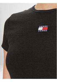 Tommy Jeans T-Shirt DW0DW17881 Czarny Slim Fit. Kolor: czarny. Materiał: bawełna