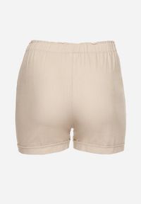 Born2be - Jasnobeżowe Casualowe Szorty z Lnem z Gumką w Talii Filowena. Okazja: na co dzień. Kolekcja: plus size. Kolor: beżowy. Materiał: len. Styl: casual #7