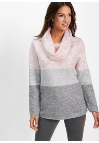 bonprix - Sweter z golfem. Typ kołnierza: golf. Kolor: różowy. Materiał: materiał