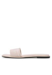 Calvin Klein Klapki Squared Flat Slide He HW0HW00817 Beżowy. Kolor: beżowy. Materiał: materiał #3