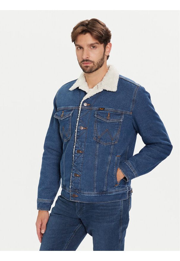 Wrangler Kurtka jeansowa Sherpa Classic 112371440 Niebieski Regular Fit. Kolor: niebieski. Materiał: bawełna