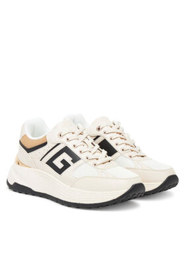 Guess Sneakersy FLTFON FAB12 Écru. Materiał: skóra