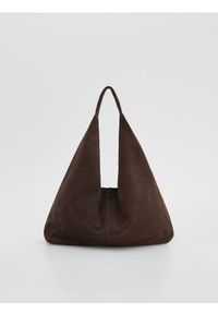 Reserved - Zamszowa torebka hobo - ciemnobrązowy. Kolor: brązowy. Materiał: zamszowe #1