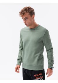 Ombre Clothing - Bluza męska bez kaptura bawełniana B1146 - zielona - XXL. Okazja: na co dzień. Typ kołnierza: bez kaptura. Kolor: zielony. Materiał: bawełna. Styl: casual, klasyczny #3