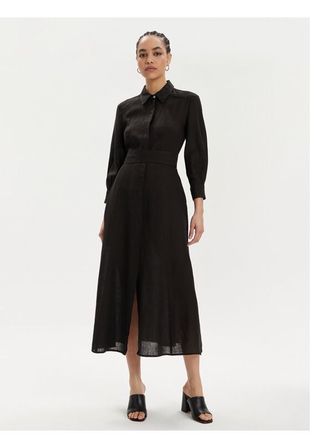 Marella Sukienka letnia Estasi 2413221094 Czarny Regular Fit. Kolor: czarny. Materiał: len. Sezon: lato