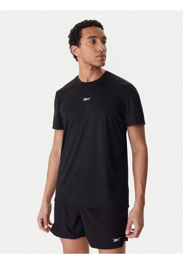 Reebok T-Shirt RK25602CCM Czarny Regular Fit. Kolor: czarny. Materiał: syntetyk