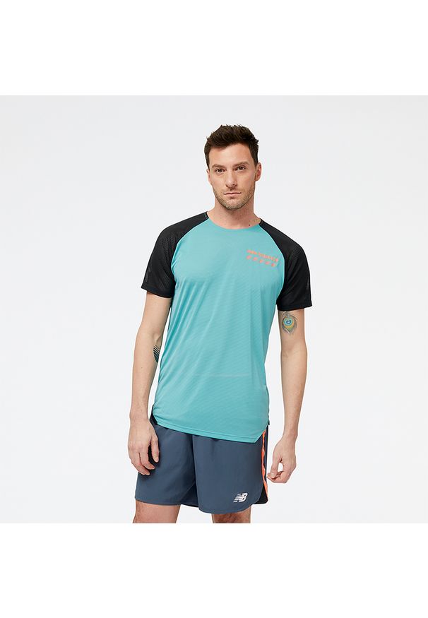 Koszulka męska New Balance MT31241FAD – niebieska. Kolor: niebieski. Materiał: materiał, poliester. Długość rękawa: krótki rękaw. Długość: krótkie. Sport: fitness