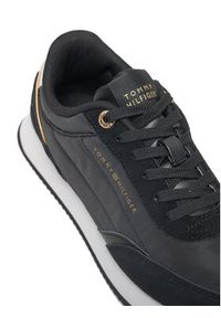 TOMMY HILFIGER - Tommy Hilfiger Sneakersy Essential Runner FW0FW08332 Czarny. Kolor: czarny. Materiał: zamsz, skóra #4