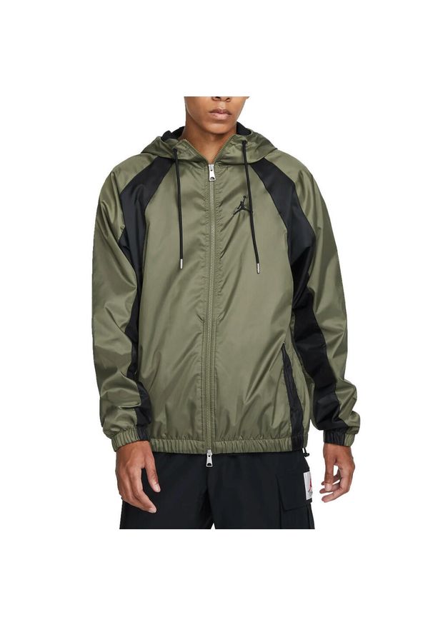 Kurtka uniwersalna męska Nike Air Jordan Essentials Woven. Kolor: zielony. Materiał: syntetyk