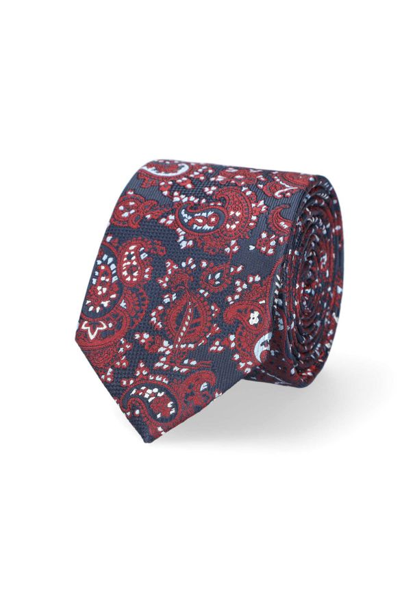 Lancerto - Krawat Granatowo-Bordowy Paisley. Kolor: czerwony, wielokolorowy, niebieski. Materiał: mikrofibra, materiał. Wzór: paisley. Styl: elegancki