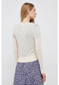 Calvin Klein kardigan wełniany damski kolor beżowy lekki. Okazja: na co dzień. Kolor: beżowy. Materiał: wełna. Długość rękawa: długi rękaw. Długość: długie. Styl: casual #2