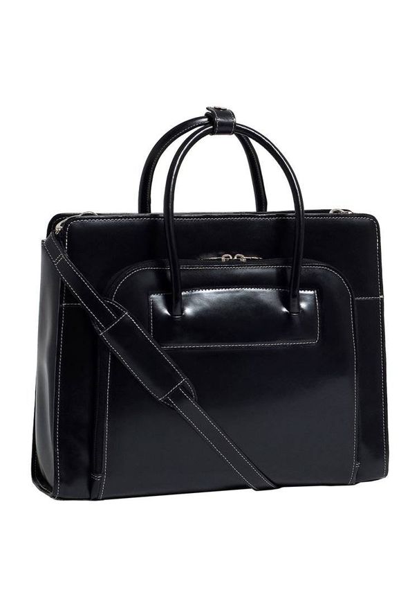 MCKLEIN - Skórzana teczka damska Mcklein Lake Forest 94335 na laptopa 15,4" czarna. Kolor: czarny. Materiał: skórzane. Styl: biznesowy, klasyczny, elegancki, casual. Rodzaj torebki: do ręki