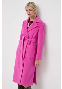 MAX&Co. płaszcz wełniany kolor różowy przejściowy niezapinany. Okazja: na co dzień. Kolor: różowy. Materiał: wełna. Styl: casual, klasyczny #7
