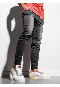 Ombre Clothing - Spodnie męskie jeansowe joggery P933 - czarne - L. Okazja: na co dzień. Kolor: czarny. Materiał: jeans. Wzór: gładki. Styl: casual #4