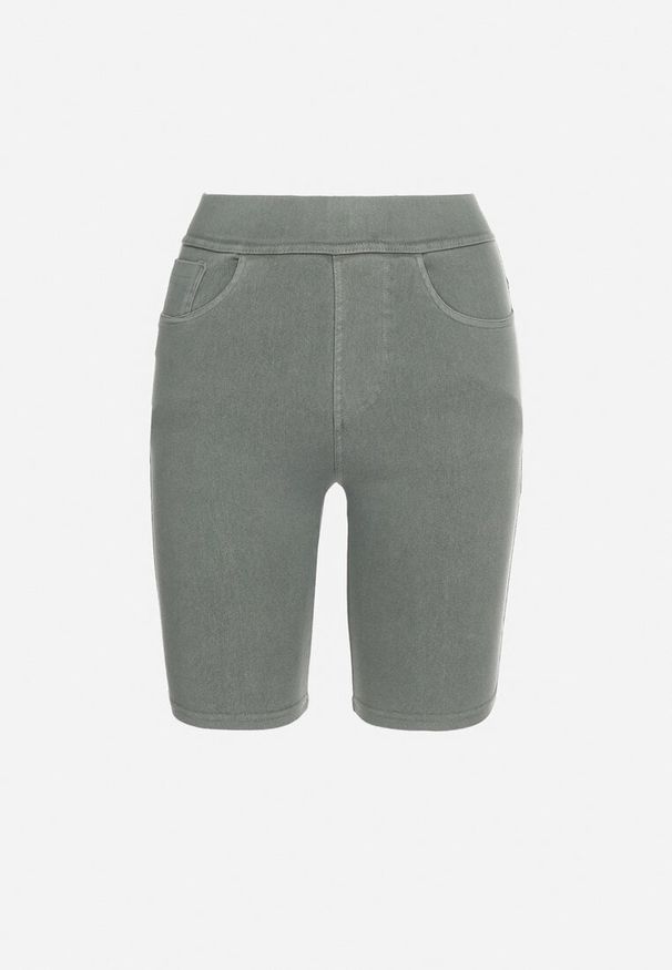 Born2be - Zielone Szorty Jeansowe z Gumką w Pasie i Wysokim Stanem Kivolia. Stan: podwyższony. Kolor: zielony. Materiał: jeans. Sezon: lato