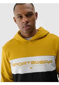 4f - 4F Bluza dresowa nierozpinana z kapturem męska - żółta XXL. Okazja: na co dzień. Typ kołnierza: kaptur. Kolor: żółty. Materiał: dresówka. Wzór: napisy, gładki, ze splotem, nadruk. Styl: casual, sportowy #2