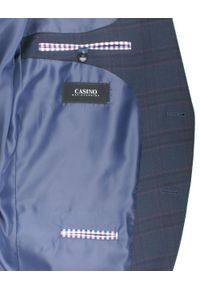 Męska Marynarka w Delikatną Kratę - Casino - Granatowa. Kolor: niebieski. Materiał: poliester, wiskoza. Styl: wizytowy, sportowy, elegancki #4