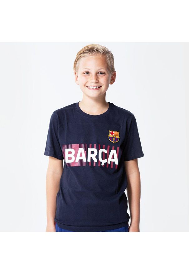 FC Barcelona - koszulka dziecięca FC Barceona. Kolor: niebieski. Materiał: bawełna. Sport: piłka nożna