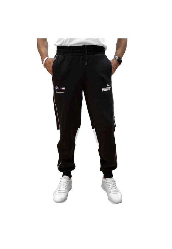 Puma - Męskie Spodnie Do Biegania Z Logo BMW Motorsport. Kolor: czarny. Materiał: dresówka