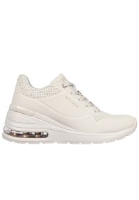skechers - Buty damskie Skechers Million Air Elevated 155401OFWT - białe. Okazja: na co dzień, na uczelnię. Zapięcie: rzepy. Kolor: biały. Materiał: skóra, syntetyk. Szerokość cholewki: normalna. Model: Skechers Sport. Sport: turystyka piesza #1