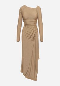 Born2be - Beżowa Asymetryczna Sukienka z Usztywnionymi Miseczkami i Odkrytymi Plecami Remilia. Kolor: beżowy. Typ sukienki: asymetryczne. Styl: wizytowy, elegancki #5