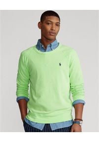 Ralph Lauren - RALPH LAUREN - Zielona bluza Spa Terry. Typ kołnierza: polo. Kolor: zielony. Materiał: bawełna. Wzór: haft #1