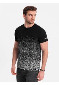 Ombre Clothing - Męski t-shirt bawełniany z gradientowym nadrukiem - czarny V2 OM-TSPT-22SS-001 - XXL. Kolor: czarny. Materiał: bawełna. Wzór: nadruk, gradientowy. Styl: klasyczny #5
