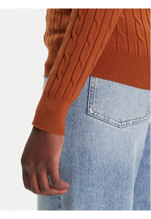 GANT - Gant Sweter 4800100 Brązowy Slim Fit. Kolor: brązowy. Materiał: bawełna