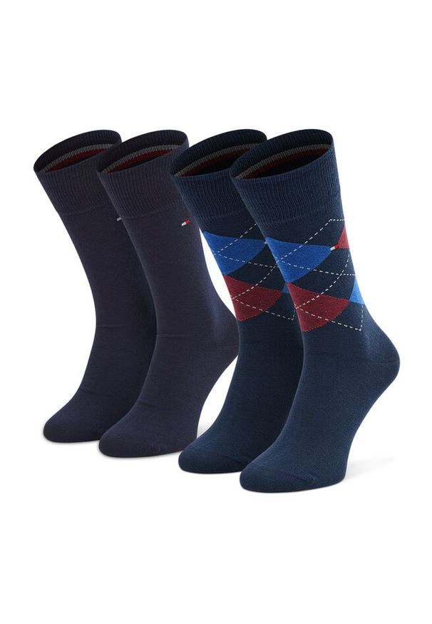 TOMMY HILFIGER - Zestaw 2 par wysokich skarpet męskich Tommy Hilfiger. Kolor: niebieski