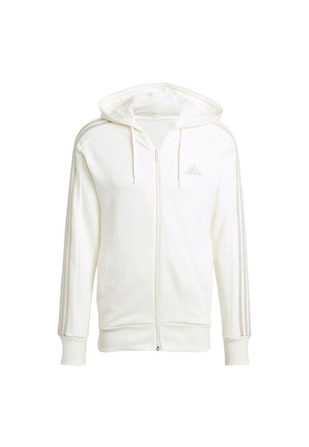 Adidas - Essentials French Terry 3-Stripes Full-Zip Hoodie. Typ kołnierza: kaptur. Kolor: biały