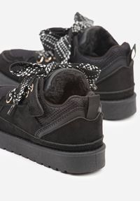 Born2be - Czarne Sneakersy Śniegowce z Ocieplaną Wyściółką i Szerokimi Sznurówkami Naleia. Okazja: na uczelnię. Zapięcie: sznurówki. Kolor: czarny. Materiał: jeans. Styl: sportowy, elegancki #4