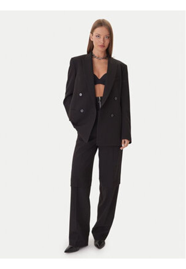 Patrizia Pepe Spodnie materiałowe 2P1706 A498 Czarny Regular Fit. Kolor: czarny. Materiał: syntetyk