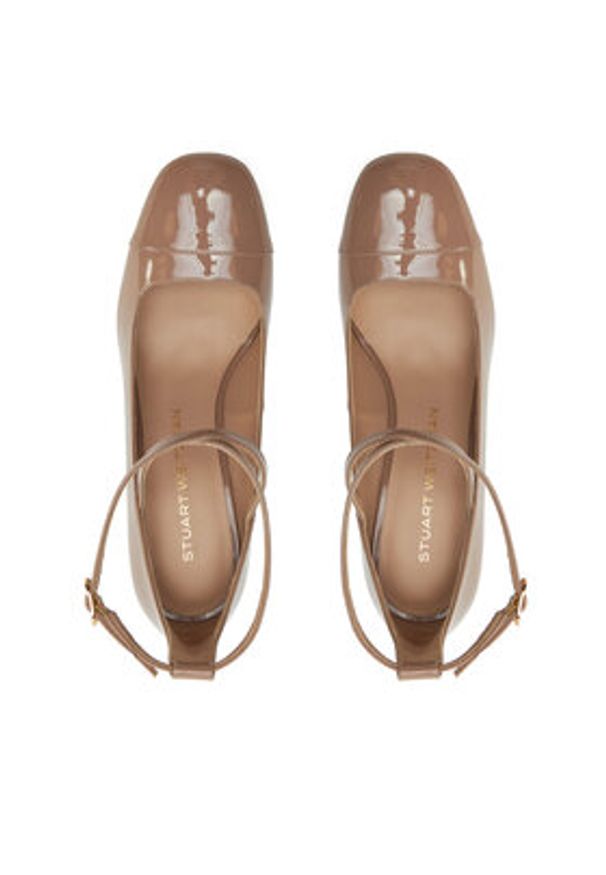 Stuart Weitzman Czółenka Eden Strap 85 SK086 Beżowy. Kolor: beżowy. Materiał: skóra, lakier