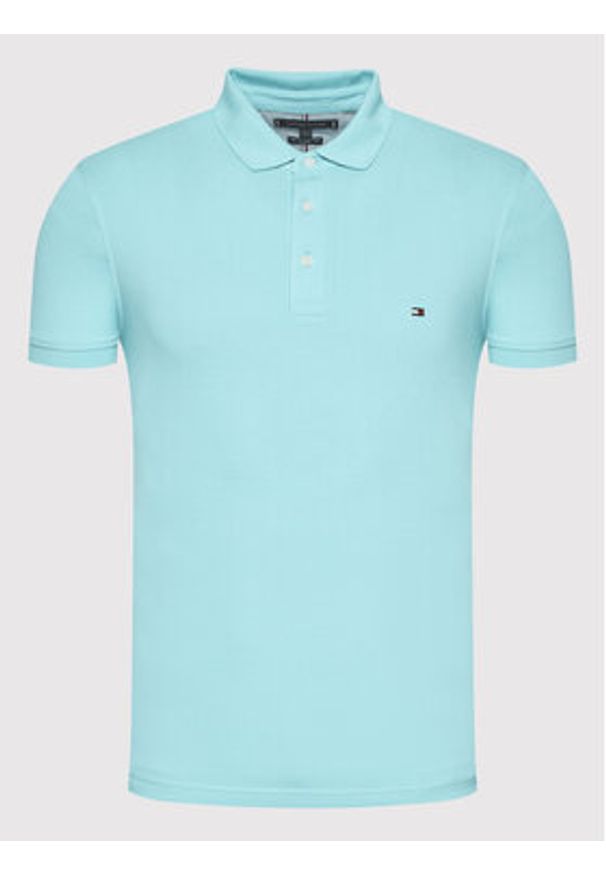 TOMMY HILFIGER - Tommy Hilfiger Polo 1985 MW0MW17771 Niebieski Slim Fit. Typ kołnierza: polo. Kolor: niebieski. Materiał: bawełna