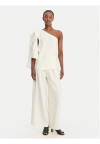 Eleh Bluzka SS260317 Biały Regular Fit. Kolor: biały. Materiał: len #2